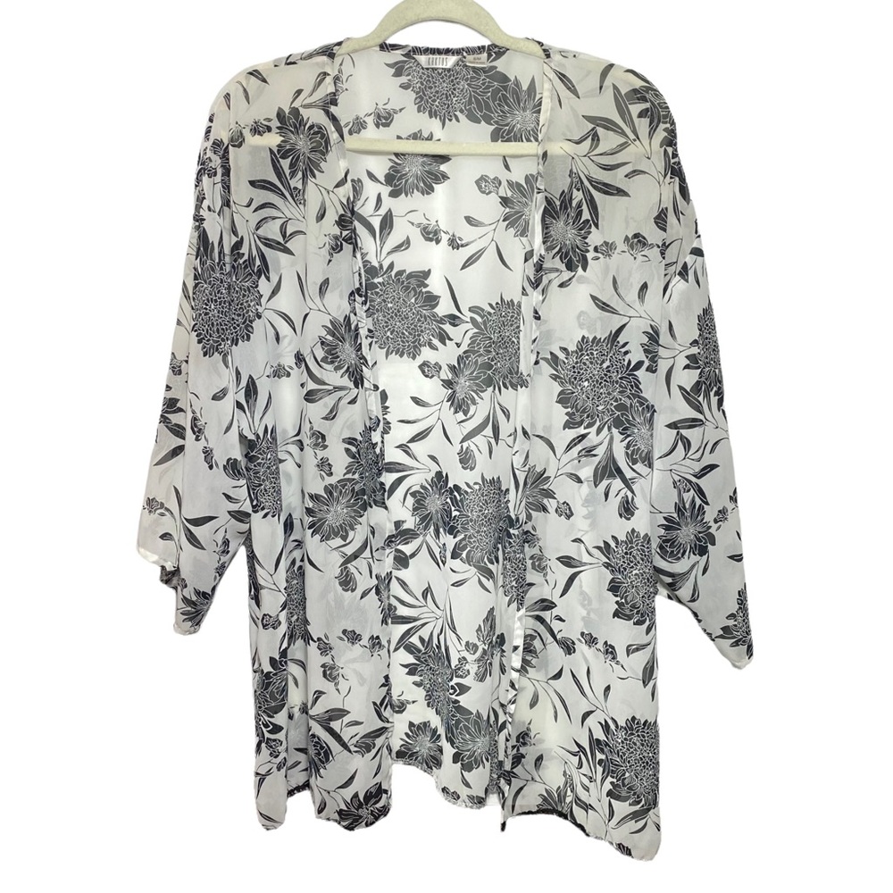 Kaktus Womens Kimono Style Open Front Blouse Lightweight Floral Sz Small Medium